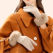 【予約販売】秋冬新作 手袋 グローブ カシミア風 レディース ファー 蓄熱 防寒 保温 ふわふわ 上品 スマホ操作