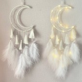 【買付】ドリームキャッチャー LEDライト付き 羽飾り 捕夢網 風鈴 車飾り 窓飾り 壁掛け 幸せ守る