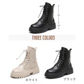 【買付】レディース 靴PUレザーカジュアルシューズ エンジニアブーツ 編み上げブーツ ワークブーツ