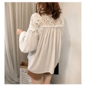 【買付】超目玉■カットソー 長袖 オフショルダーみたいな肩レース可愛いプルオーバー　袖ギャザー