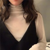 【買付】レディース トップス 長袖 レース タートルネック ファッション 5色 美ライン