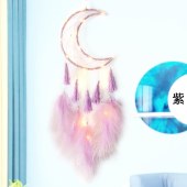 【買付】ドリームキャッチャー LEDライト付き 羽飾り 捕夢網 風鈴 車飾り 窓飾り 壁掛け 幸せ守る