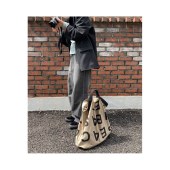 エコバッグ キャンバス トート ショルダー 英文 英ロゴ マルシェバッグ