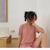 接触冷感 部屋着 ワンマイル パジャマ ルームウェア セットアップ ショートパンツ