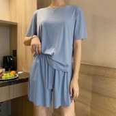 接触冷感 部屋着 ワンマイル パジャマ ルームウェア セットアップ ショートパンツ