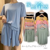接触冷感 部屋着 ワンマイル パジャマ ルームウェア セットアップ ショートパンツ
