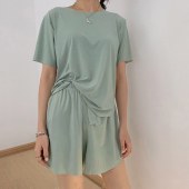 接触冷感 部屋着 ワンマイル パジャマ ルームウェア セットアップ ショートパンツ